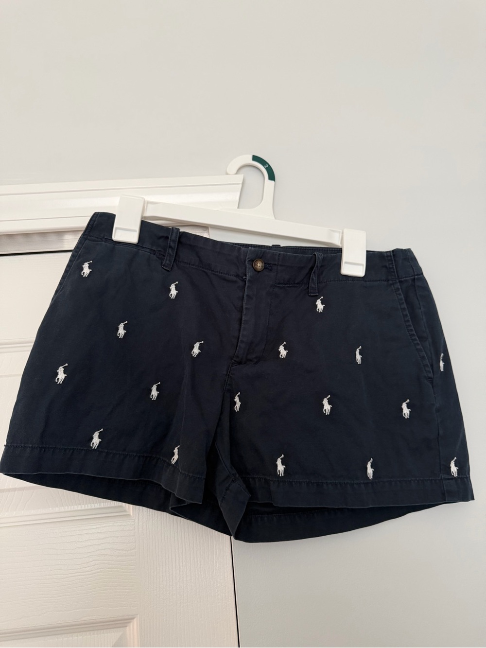 Ralph Lauren Navy Embroidered Pony Cotton Bermuda Shorts